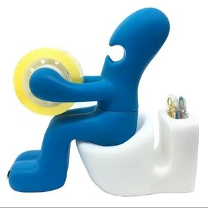 Butt Station Blue and White Tape Dispenser & Desk Organizer Gag Gift